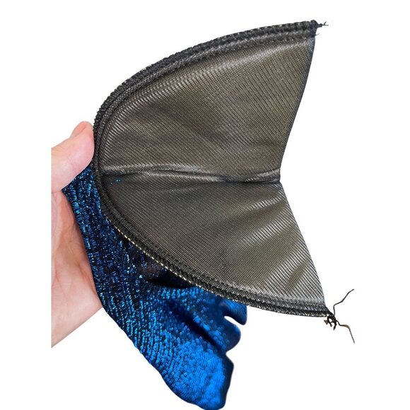 Cherry Hill Top Women M Blue Metallic Retro Glam Vegas Sheer Artsy Concert 80s - Picture 9 of 12